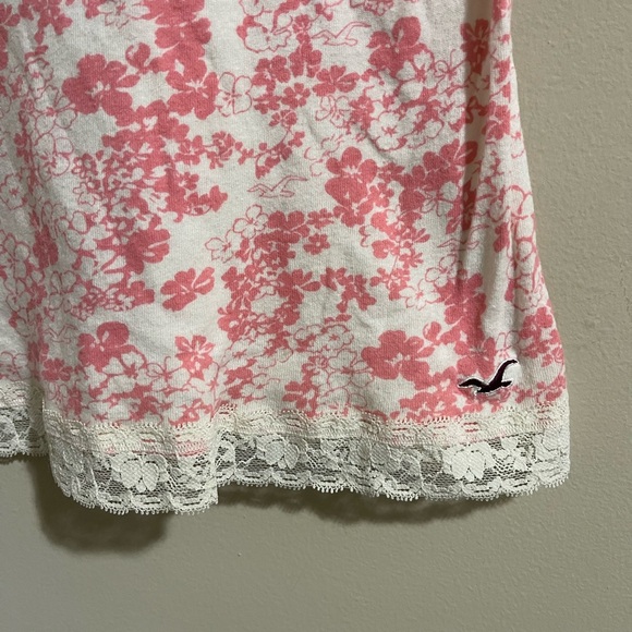 Vintage Hollister Womens Y2K Floral Lace V Neck Babydoll Tank Top Large Pink - Picture 4 of 5